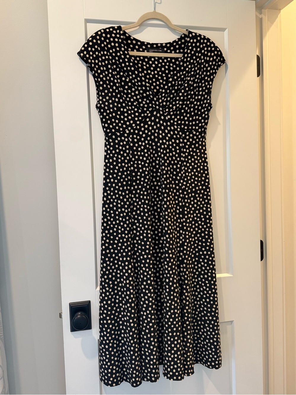 Jones New York Black Polka Dot Midi Dress